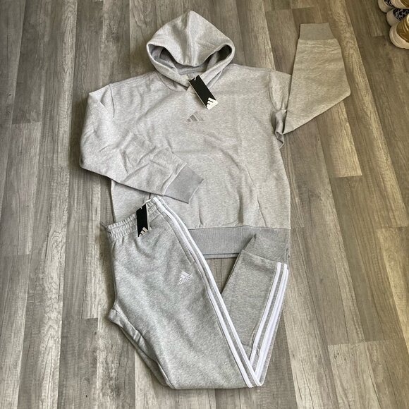 NWT adidas outfit hoodie sweatshirt and jogger pants set M and XL 2 pc bundle - Picture 3 of 5
